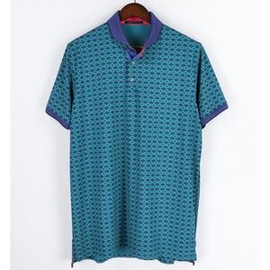 Greyson Golf The Journey Short Sleeve Polo Shirt Mens Large Green Geometric